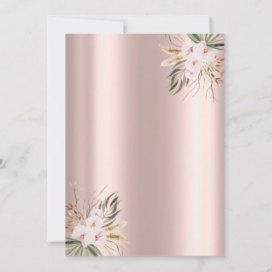 Champagner Glass Blume Rose Gold 50. Einladung (Rückseite)