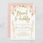 Champagner Glass Brunch Bridal Dusche Einladung (Vorne/Hinten)