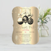 Champagner Glass,Lights Gold Weihnachtsfirma Einladung (Stehend Vorderseite)