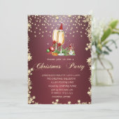 Champagner Glass, Stars Gnomes Weihnachtsgebäck Pa Einladung (Stehend Vorderseite)