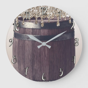 Champagner Glitter-Tropf Rustikaler Glamour Farmho Große Wanduhr