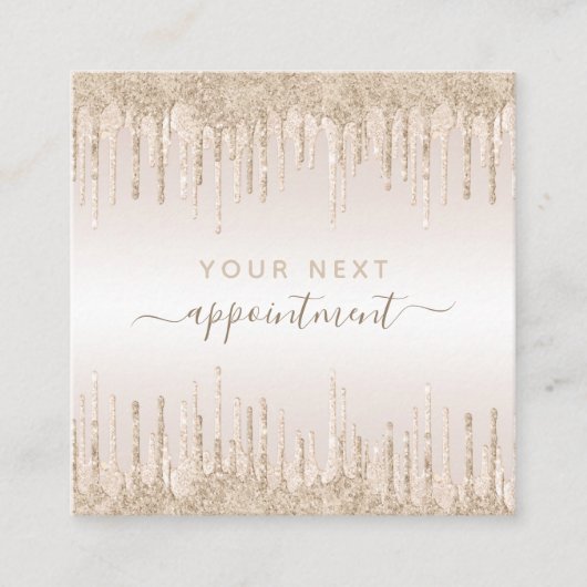 Champagner-Glitzer Dripping Appointing Erinnerung Quadratische Visitenkarte (Vorderseite)