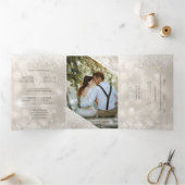 Champagner Glitzer Foto Alles in einem Budget Hoch Dreifach Gefaltete Einladung (Innenseite)