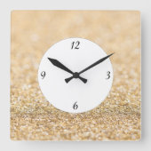 Champagner-Glitzer Glitzern mit Nummern Quadratische Wanduhr (Vorderseite)