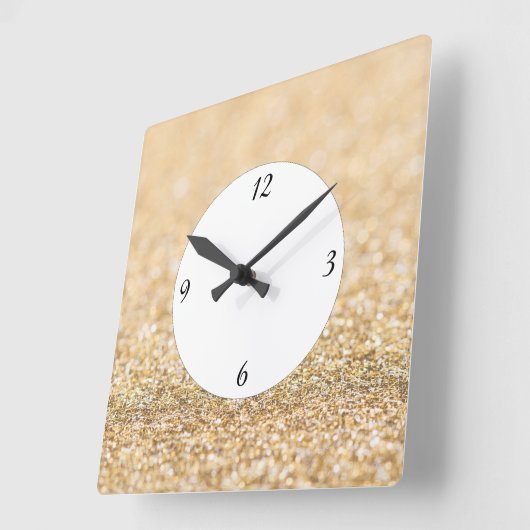Champagner-Glitzer Glitzern mit Nummern Quadratische Wanduhr (Winkel)