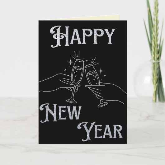 Champagner-Glitzer - Happy New Year Card Karte (Vorderseite)
