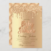 Champagner Glitzer Tropfen Babydusche Einladung (Vorne/Hinten)
