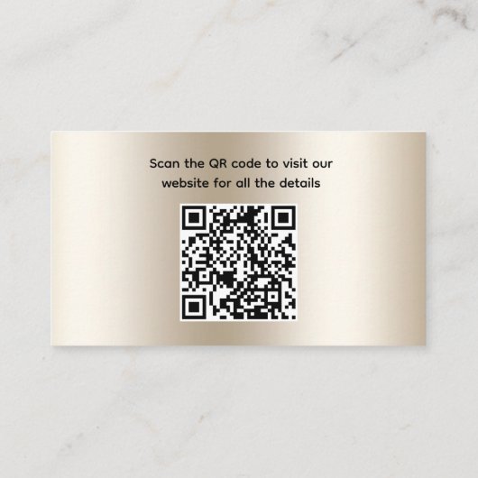 Champagner Glitzer Tropfen Bling Glam QR Code Hoch Begleitkarte (Rückseite)
