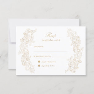 Champagner-Gold-Barock-Botanik RSVP Karte