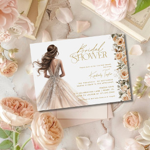 Champagner-Gold-Brautkleid-Hochzeitskleid-Brautpar Einladung