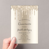 Champagner Gold Driving Glitzer Quinceanera Acryleinladungen (Insitu (Handheld))