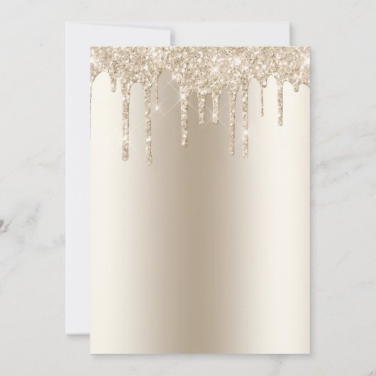 Champagner Gold Driving Glitzer Quinceanera Einladung (Rückseite)