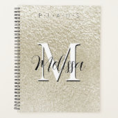 Champagner Gold Foil Moderner Monogram Planer (Vorderseite)