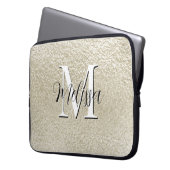 Champagner Gold Foil Modernes Monogramm Laptopschutzhülle (Vorderseite Links)