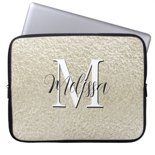 Champagner Gold Foil Modernes Monogramm Laptopschutzhülle