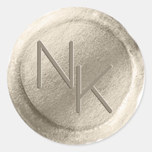 Champagner Gold Foil Wax Siegel Monogram Sticker (Vorderseite)