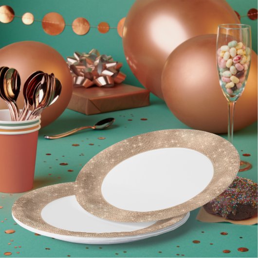 Champagner Gold Glam Funkeln Glitzern Pappteller (Multi)