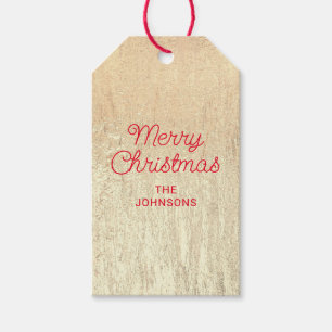 Champagner Gold Glam Textur Roter Frohe Weihnachte Geschenkanhänger