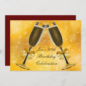 Champagner Gold Glamour 40. Party Einladung (Vorne/Hinten)