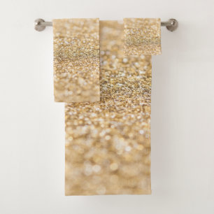 Champagner-Gold-Glitter funkelt Badhandtuch Set