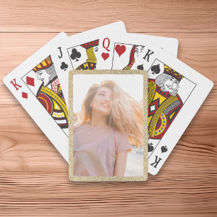 Champagner-Gold-Glitter-Rahmen-Foto Spielkarten