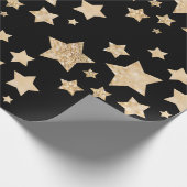 Champagner Gold Glitzer funkeln Sternenmuster schw Geschenkpapier (Ecke)