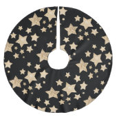 Champagner Gold Glitzer funkeln Sternenmuster schw Polyester Weihnachtsbaumdecke (Vorderseite)
