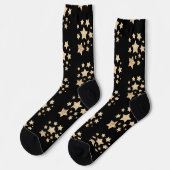 Champagner Gold Glitzer funkeln Sternenmuster schw Socken (Linkes Detail)