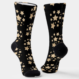 Champagner Gold Glitzer funkeln Sternenmuster schw Socken