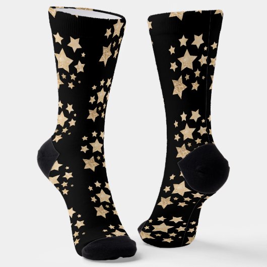 Champagner Gold Glitzer funkeln Sternenmuster schw Socken (Gewinkelt)