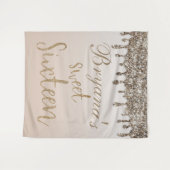 Champagner Gold Glitzer Tropfen Glam Sweet 16 Hint Wandteppich (Vorderseite (Horizontal))