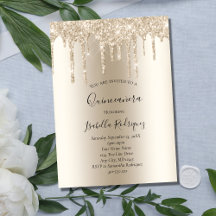Champagner-Gold-glitzerndes Quinceanera-Einladung