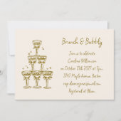Champagner Gold handgeschriebener Brunch Bubbly Du Einladung (Vorderseite)