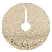 Champagner Gold Imitate Glitzer Glitzern Persönlic Polyester Weihnachtsbaumdecke (Vorderseite)