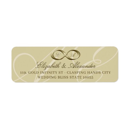 Champagner Gold Infinity Hand Klasp Hochzeitslabel (Vorne)