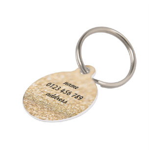 Champagner-Gold-Kunstglitter funkelt Personalisier Haustiermarke