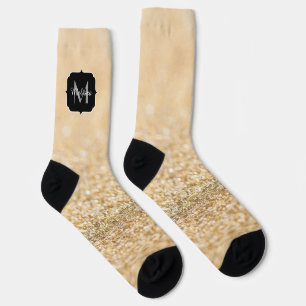 Champagner-Gold-Licht-Kunstglitter-Funkeln Monogra Socken