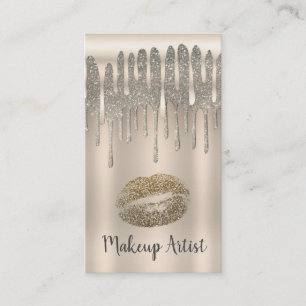 Champagner Gold Lippen Kuss Diamant Glitter Tropfe Visitenkarte