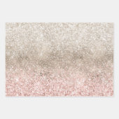 Champagner Gold Pink Weißer Glitzer Geschenkpapier Set (Vorderseite)