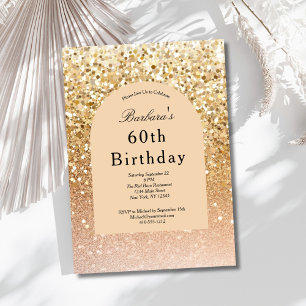 Champagner Gold Rosé Glitter 60. Geburtstag Einladung