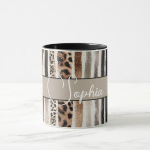 Champagner Gold Schwarz Leopard Tier Tasse
