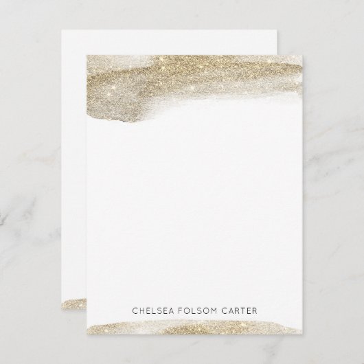 Champagner Gold Sparkling Brushstroke Note Card Mitteilungskarte (Vorne/Hinten)