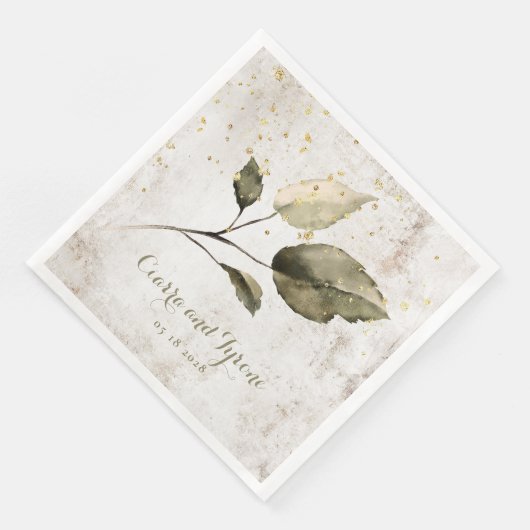 Champagner Gold Splash Vier Leaf Venezianischer Pl Serviette (Ecke)