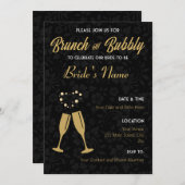 Champagner Gold und Black Brautparty Einladung (Vorne/Hinten)