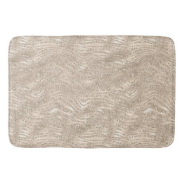 Champagner Gold Weißer Glitzer Zebra Print Badematte