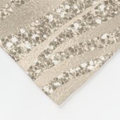 Champagner Gold Weißer Glitzer Zebra Print Fleecedecke (Ecke)