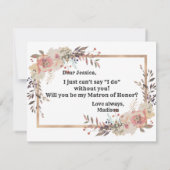 Champagner Gold werden Sie meine Ehrenmatrone sein Einladung (Rückseite)