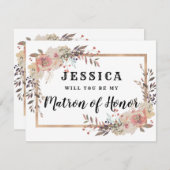 Champagner Gold werden Sie meine Ehrenmatrone sein Einladung (Vorne/Hinten)