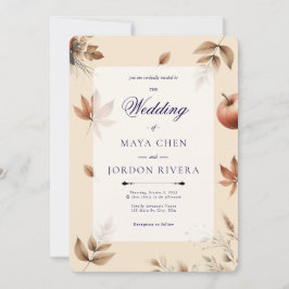 Champagner Herbst Erntezeit Hochzeit Einladung