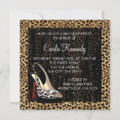Champagner High Heel Schuhe Leopard Geburtstag Einladung (Rückseite)